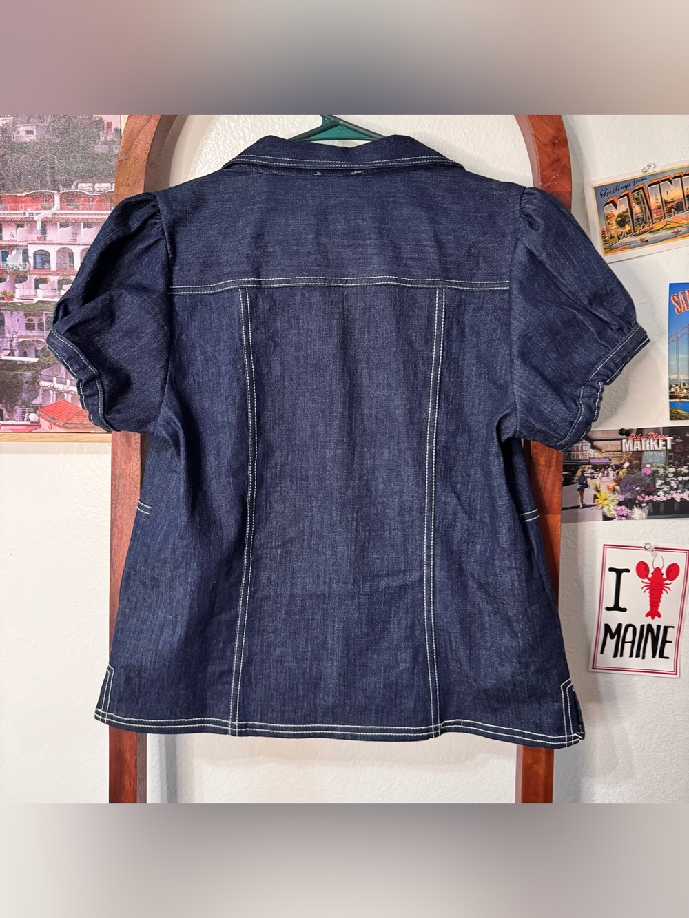 Anthropologie Pilcro Denim Puff Sleeve Top - Picture 7 of 7